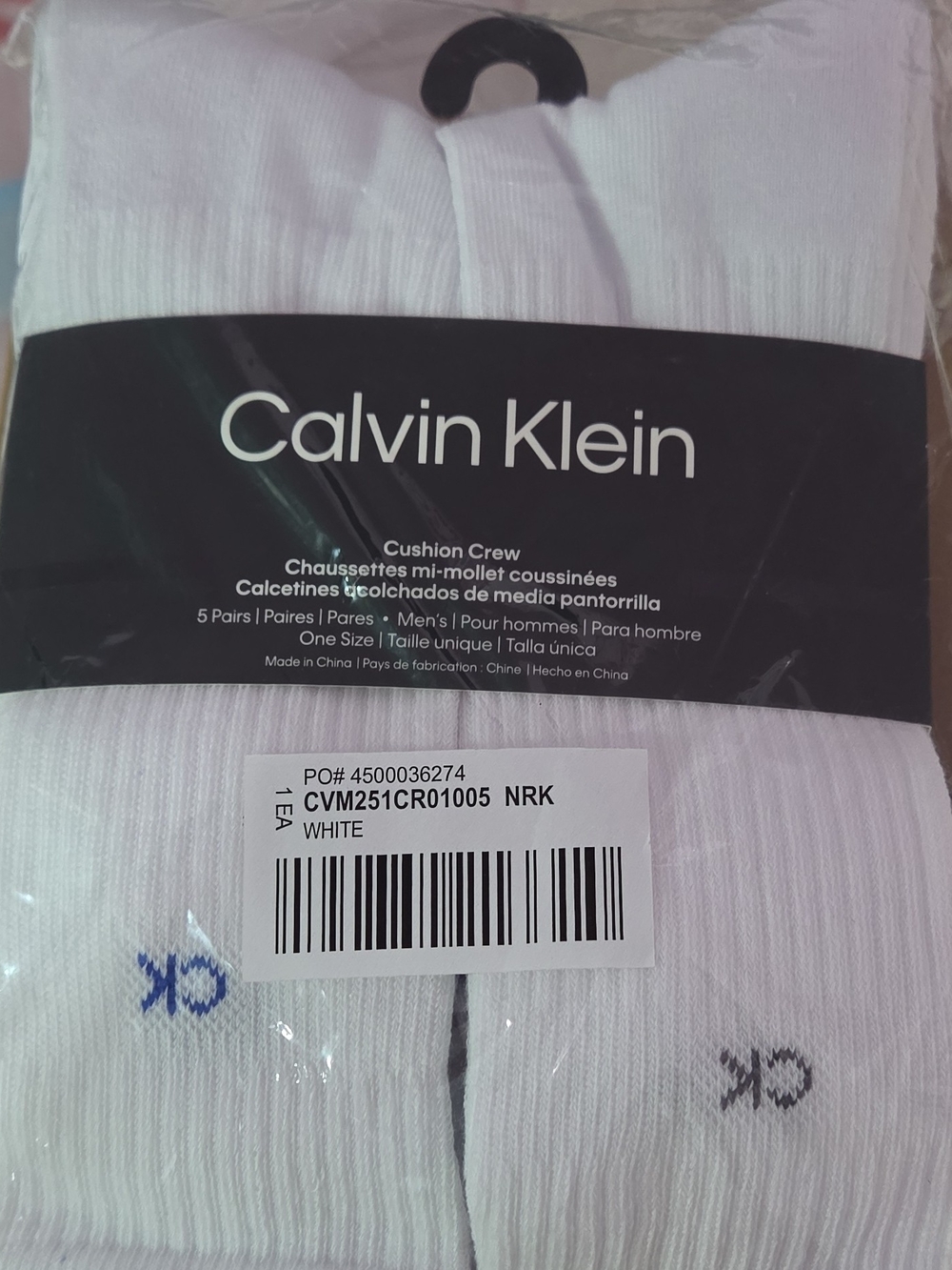 Calvin Klein White Cushioned Crew Socks - 5 Pairs